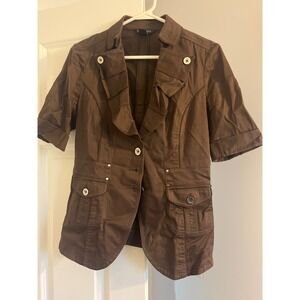 White House Black Market‎ Brown Short Sleeve Blazer Jacket